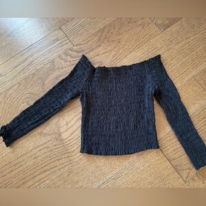 Zara Black Off-Shoulder Long Sleeve Top